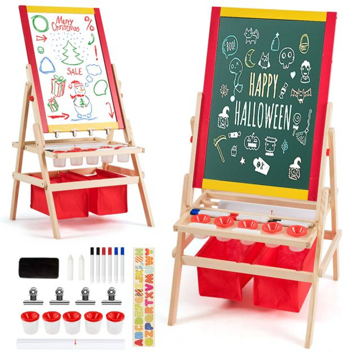 Zenzee Krijtbord Tekenbord Whiteboard Voor Kinderen Educatief Speelgoed Hout 53 x 52 x 106,5 cm