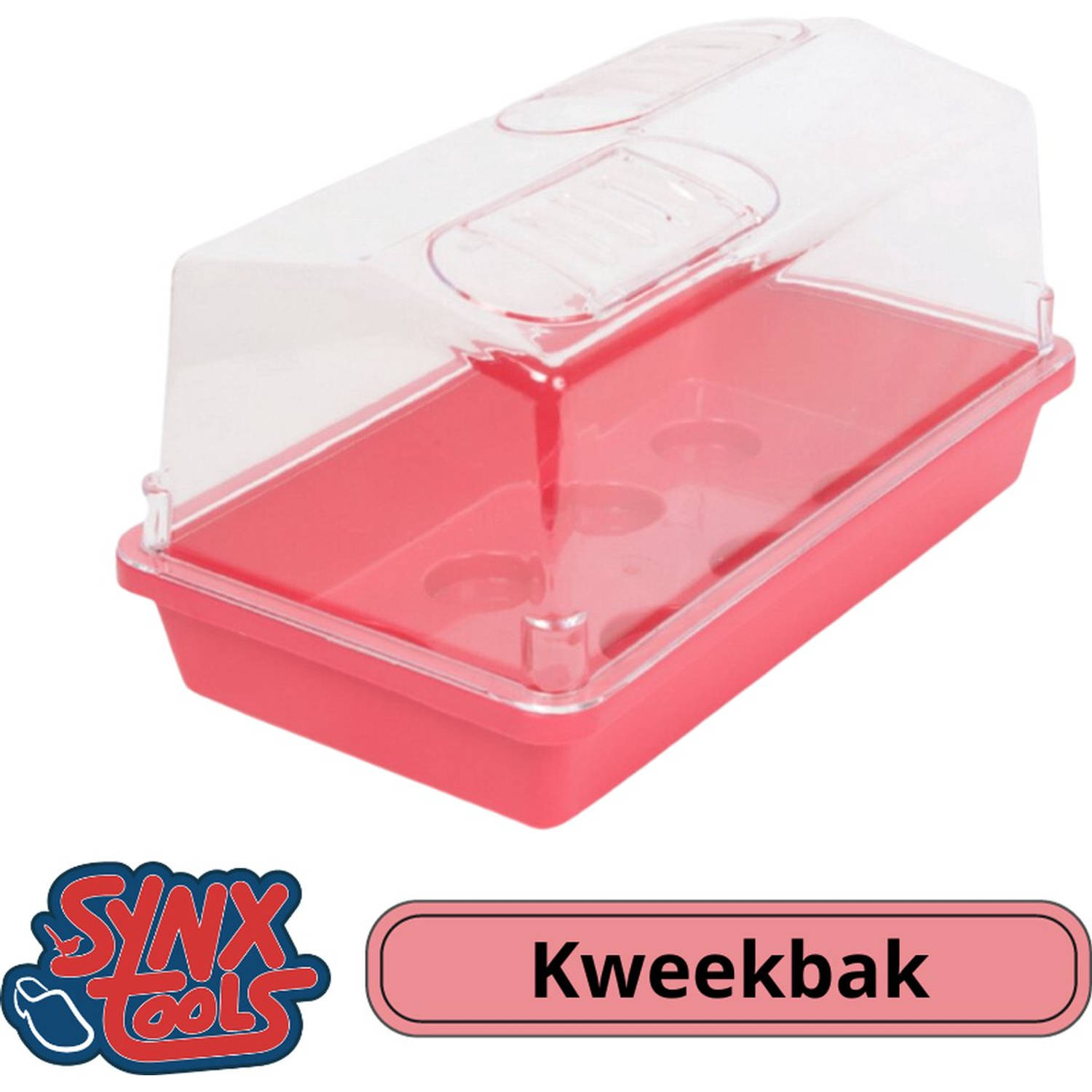 Synx Tools Kweekbak Roze kweekkastje met deksel 32cm - Tuinieren/Moestuinbak - Moestuin artikelen - Tuin benodigdheden - Vensterbank