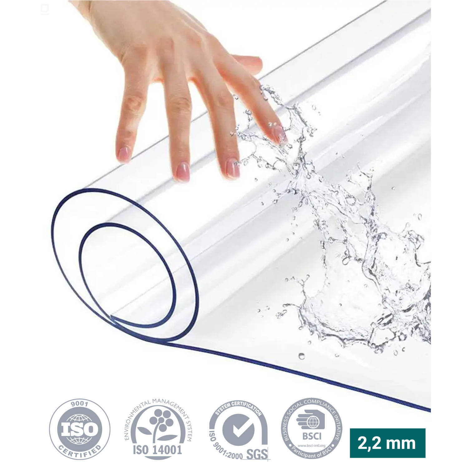 HOMEWELL Tafelbeschermer Transparant 90x100cm - Doorzichtig Tafelzeil - Tafelkleed - Anti Slip en Hittebestendig