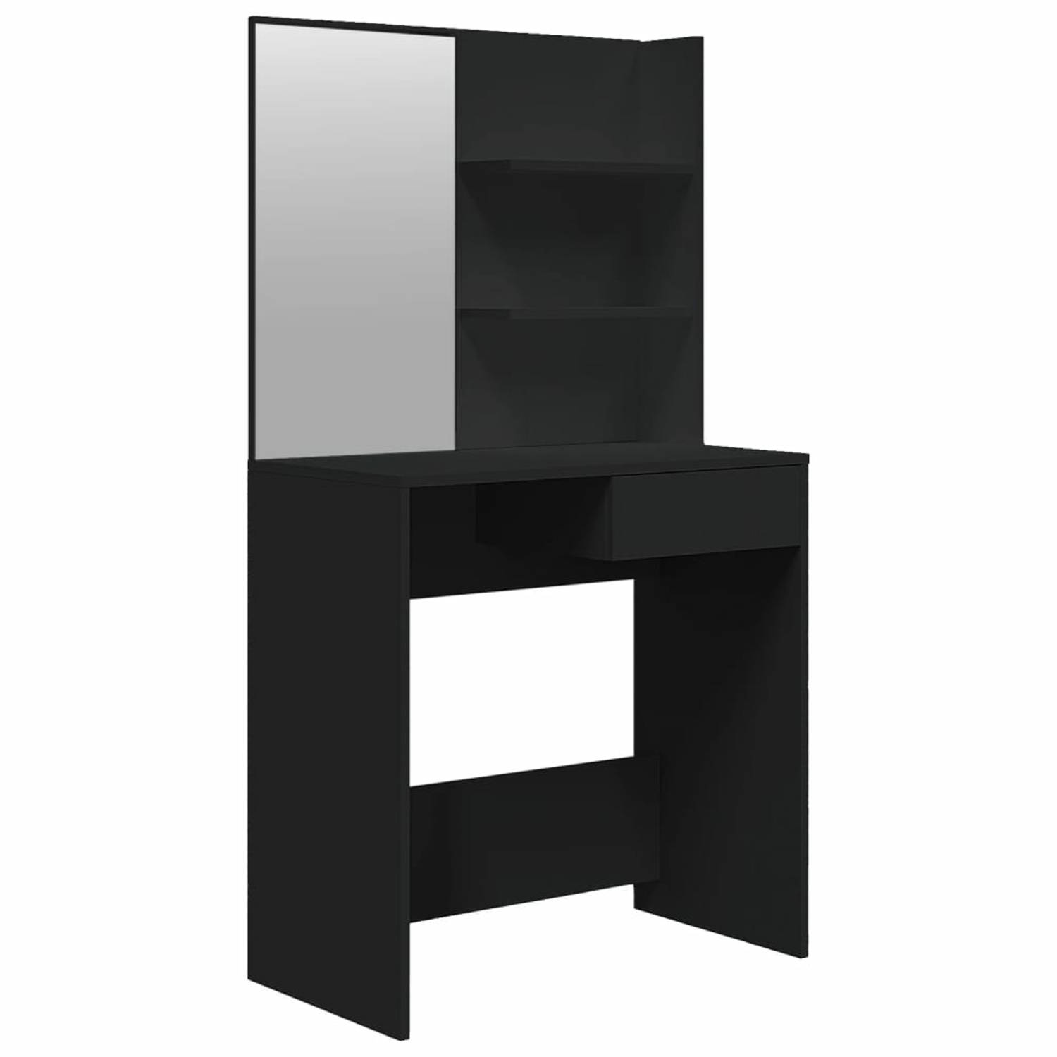 vidaXL Kaptafel met spiegel 74,5x40x141 cm zwart