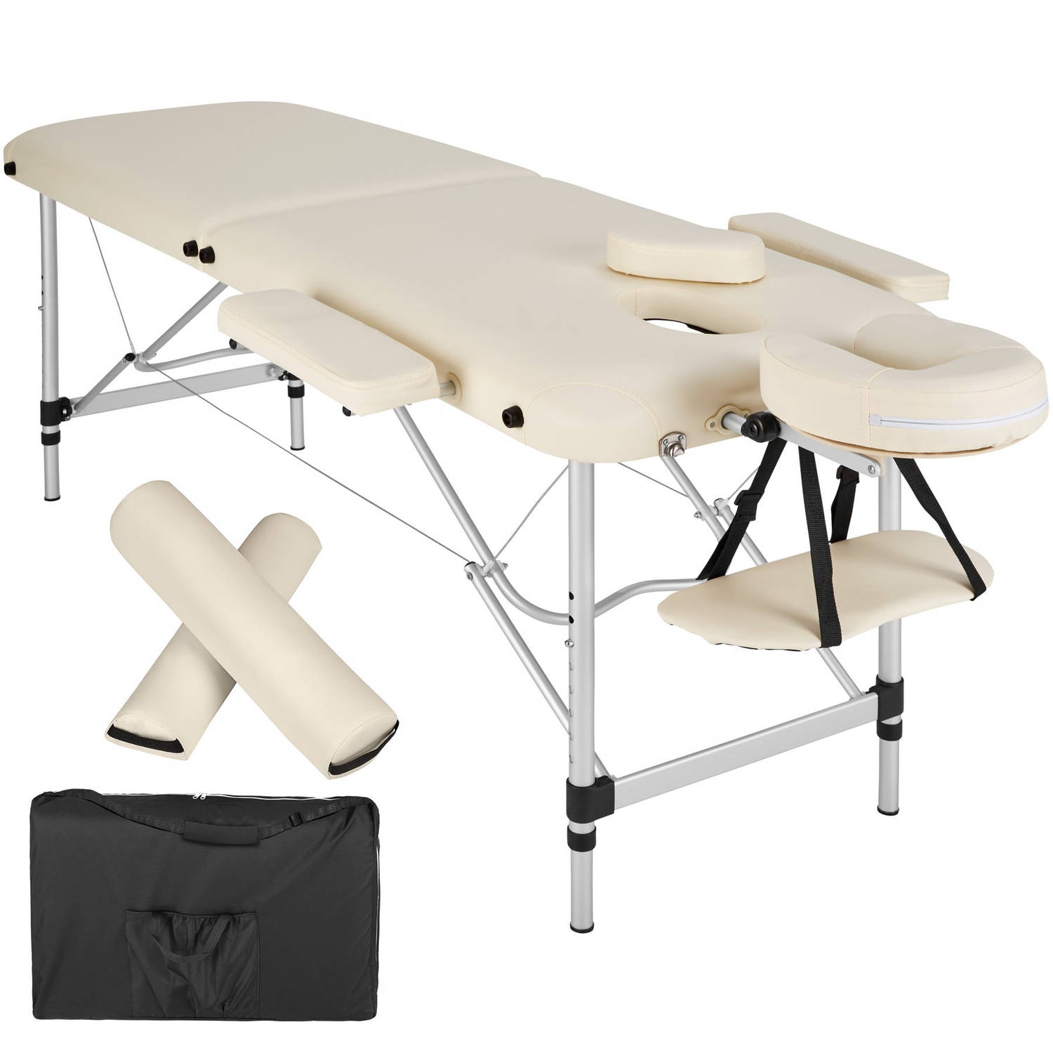 tectake® 2 Zones massagetafel met rolkussens + tas kleur beige 404601