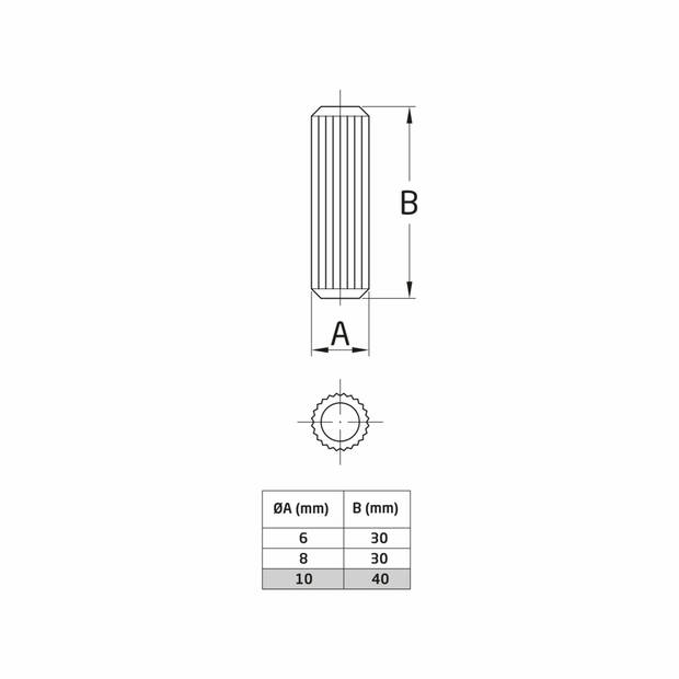 AMIG Houten deuvels - 20x stuks - connectpluggen - bruin - D10 x L40 mm - Plankdragers