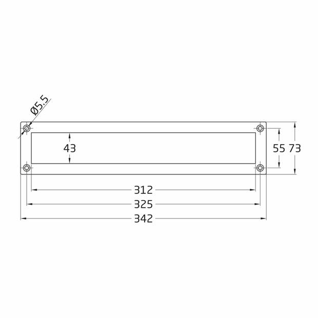 AMIG Brievenbusklep - zwart - metaal - 34,2 x 7,3 cm - Brievenbussen