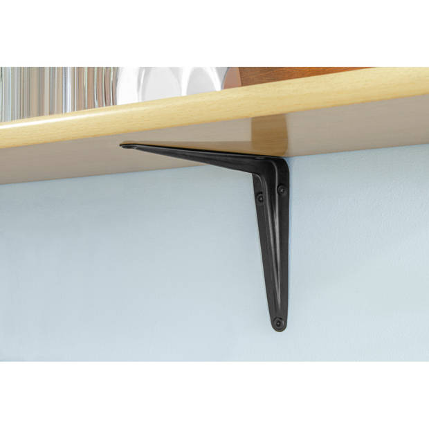 AMIG Plankdrager/planksteun van metaal - 2x - gelakt zwart - 100 x 125 mm - Plankdragers