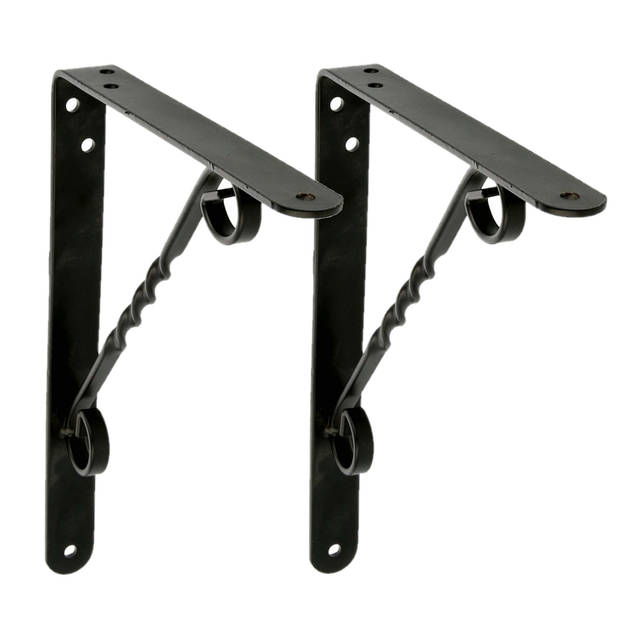 AMIG Plankdrager/steun/beugel Decoratief - metaal - zwart - H200 x B150 mm - Tot 110 kg - Plankdragers