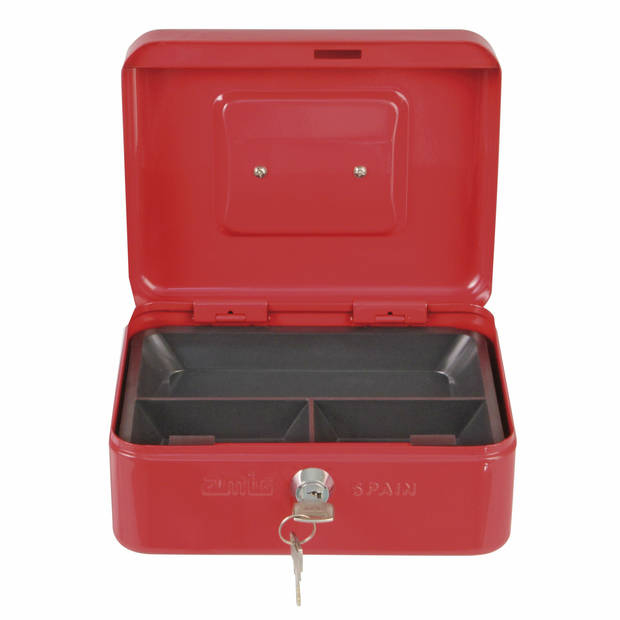 AMIG Geldkistje met 2 sleutels - rood - staal - 25 x 18 x 9 cm - inbraakbeveiliging - Geldkistjes