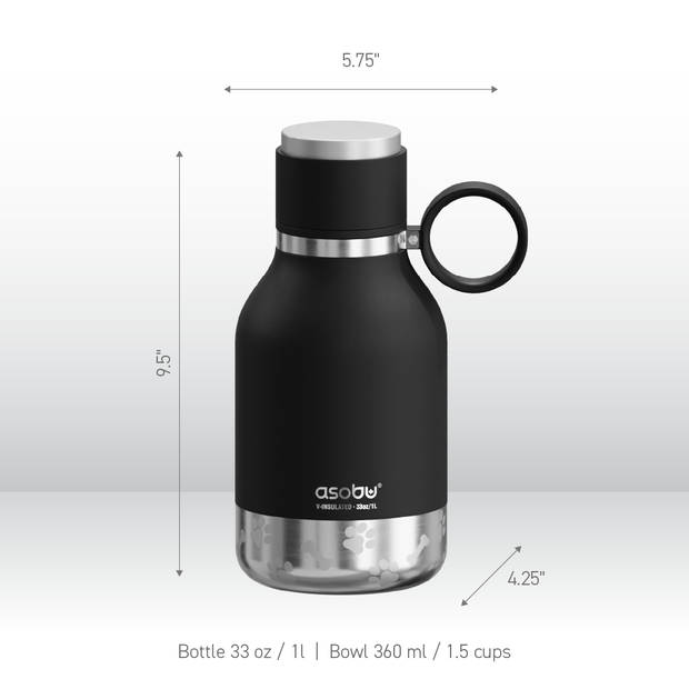 Asobu Dog Bowl Bottle zwart, 0.975 L (718146)