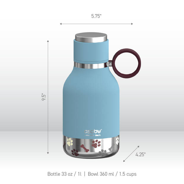 Asobu Dog Bowl Bottle - blauw - 0.975 L