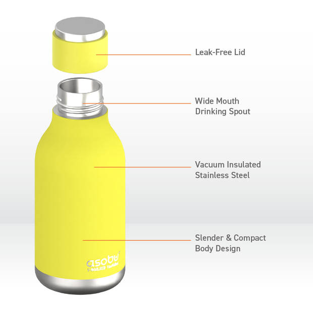 Asobu Urban Drink Bottle - limoengeel - 0.473 L