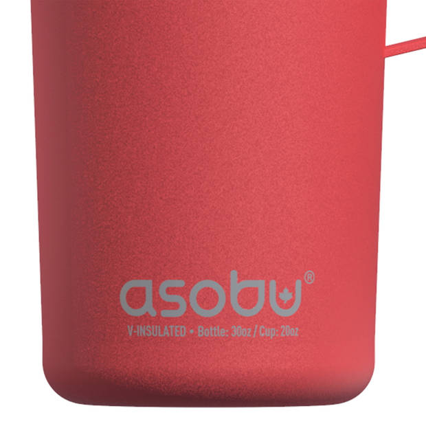 Asobu Twin Pack Bottle with Mug rood, 0.9 L + 0.6 L (766460)