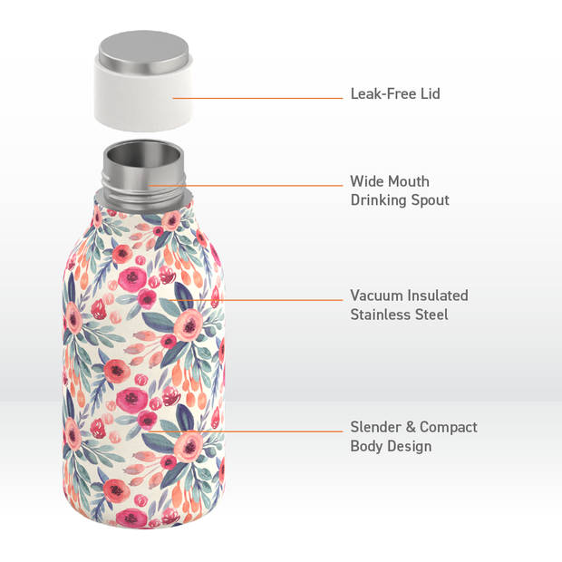 Asobu Urban Drink Bottle - gebloemd - 0.473 L