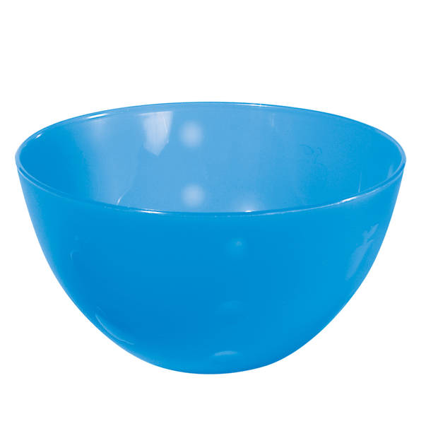 Serveerschaal/slakom - blauw - kunststof - 26 cm - met sla bestek/couvert - Serveerschalen