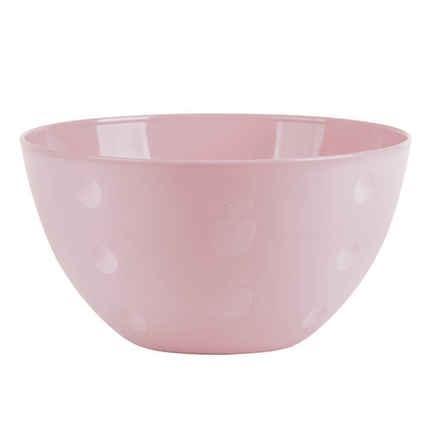 Serveerschaal/slakom - pastel roze - kunststof - 26 cm - met sla bestek/couvert - Serveerschalen