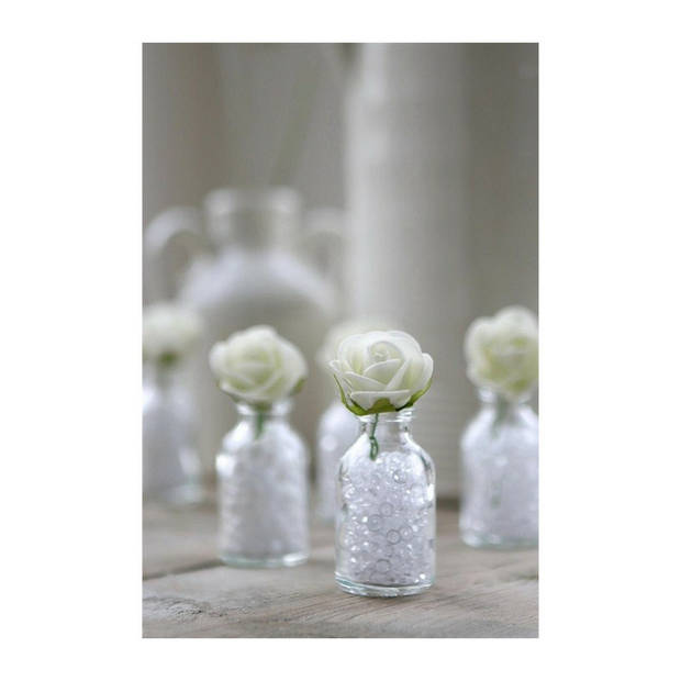Ideas4seasons Decoratie roosjes foam - bosje van 7 - creme wit - Dia 3 cm - Hobbydecoratieobject