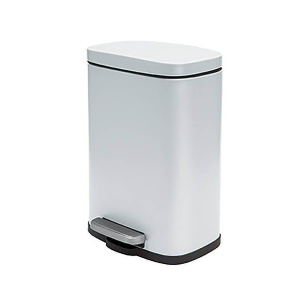 Spirella Pedaalemmer Venice - wit - 5 liter - metaal - L21 x H30 cm - soft-close - toilet/badkamer - Pedaalemmers