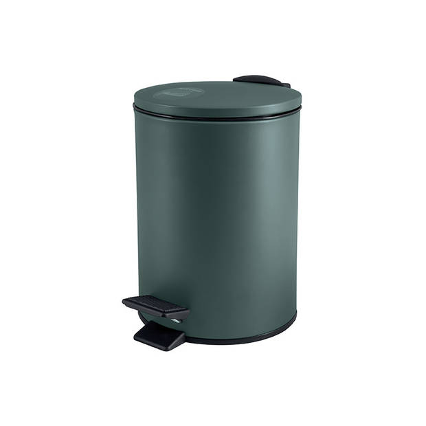 Spirella Pedaalemmer Cannes - donkergroen - 3 liter - metaal - L17 x H25 cm - soft-close - toilet/badkamer - Pedaalemmer