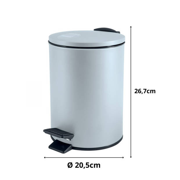 Spirella Badkamer/toilet accessoires set - toiletborstel en pedaalemmer - 5L - metaal - ijsblauw - Badkameraccessoireset