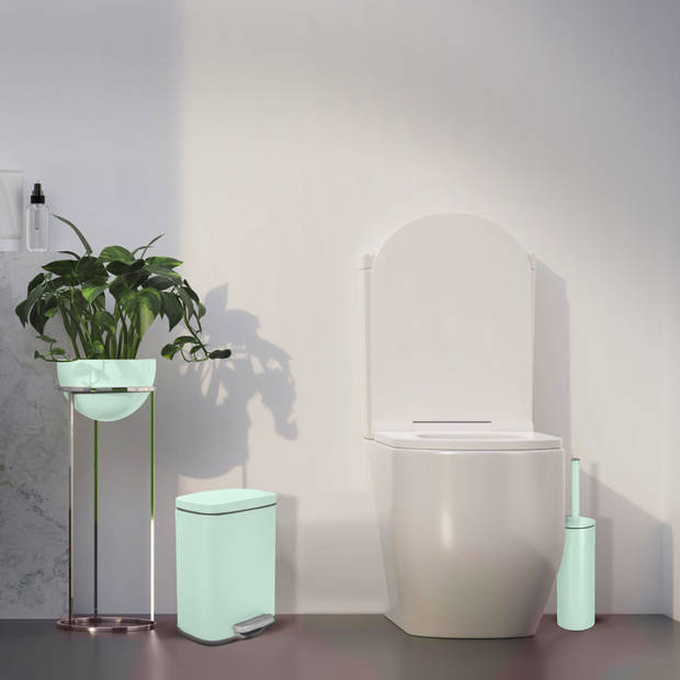 Spirella Pedaalemmer Venice - mintgroen - 5 liter - metaal - L21 x H30 cm - soft-close - toilet/badkamer - Pedaalemmers