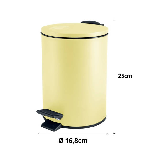 Spirella Badkamer accessoires set - WC-borstel/pedaalemmer/zeeppompje - geel - Badkameraccessoireset