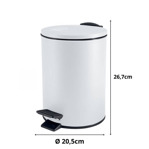 Spirella Badkamer/toilet accessoires set - toiletborstel en pedaalemmer - 5L - metaal - ivoor wit - Badkameraccessoirese