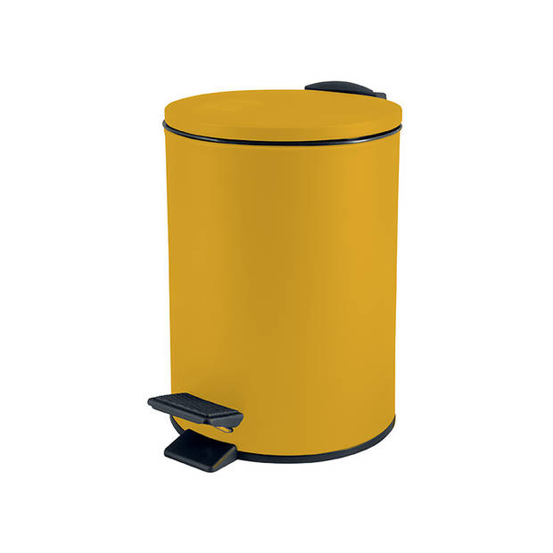 Spirella Pedaalemmer Cannes - safraan geel - 5 liter - metaal - L20 x H27 cm - soft-close - toilet/badkamer - Pedaalemme