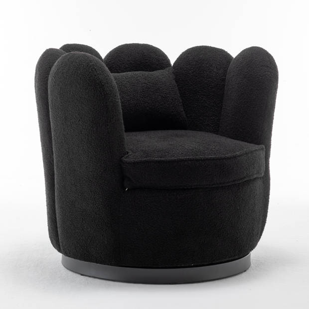 Fauteuil Daphne teddy zwart draaibare fauteuil