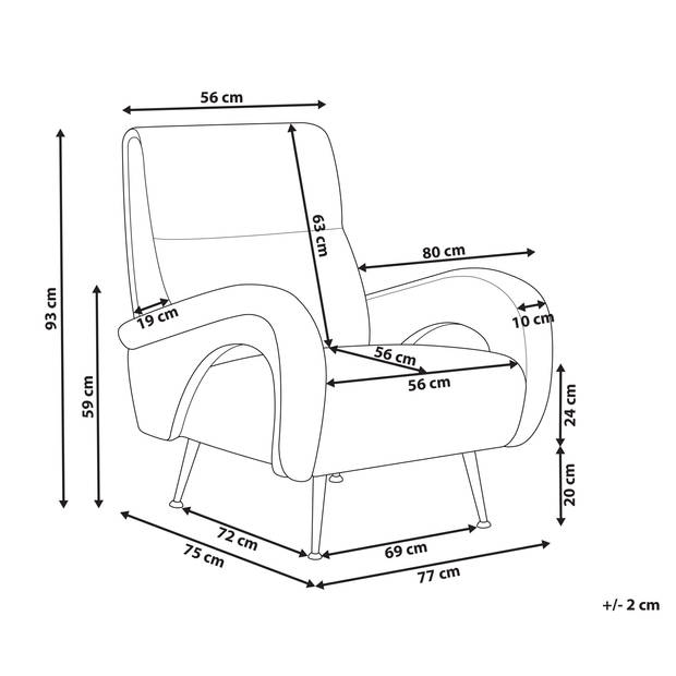 Beliani SVALOV - Fauteuil-Grijs-Corduroy