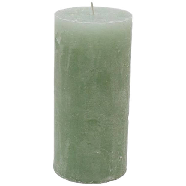 Branded by kaarsen pillar ø7cm x 15cm light green set van 6