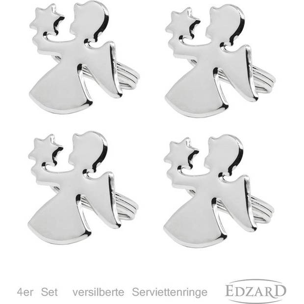 Edzard Engel - Servetringen - Verzilverd - Engel - Set van 4