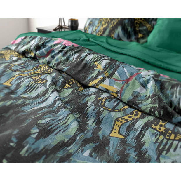 Sleeptime Velvet Botanical forest Dekbedovertrek - 200x200/220 + 2 kussenslopen 60x70 - Groen - Tweepersoons