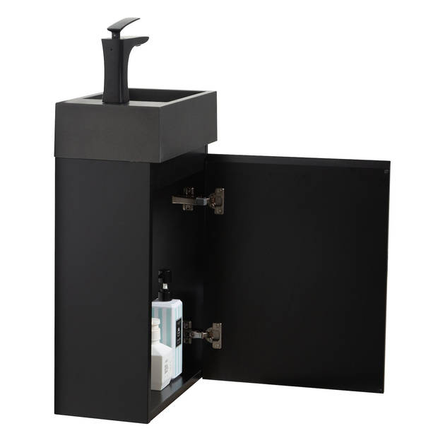 Badplaats Toiletmeubel Angela 40cm - mat zwart met zwarte wastafel