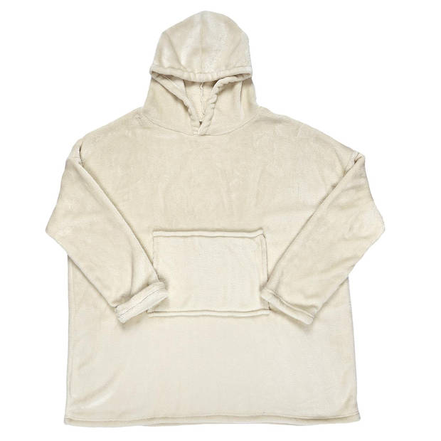 Flanellen fleece Oversized Hoodie plaid - Beige - One Size