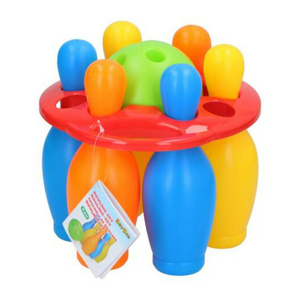 Eddy Toys Bowling kegels set - met 2 ballen - 6 kegels - 20 cm - kunststof - speelgoed - Vang- en werpspel