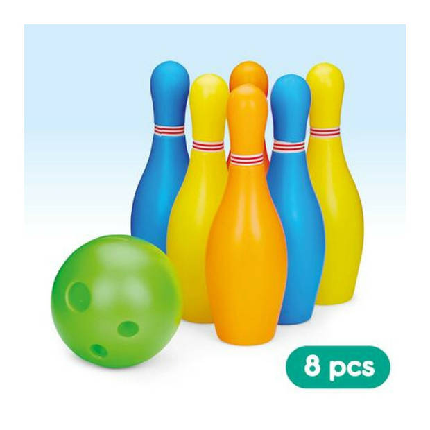 Eddy Toys Bowling kegels set - met 2 ballen - 6 kegels - 20 cm - kunststof - speelgoed - Vang- en werpspel