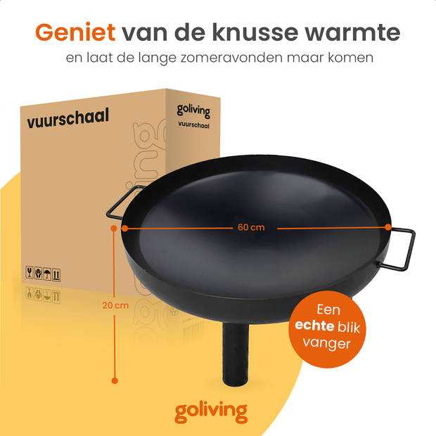 Goliving Vuurschaal Voor Buiten - Vuurkorf - Tuinhaard - Sfeerhaard - Terrasverwarmer - Staal - Ø 60cm