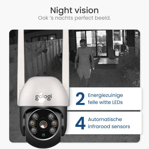 Gologi outdoor camera - Met nachtzicht - Beveiligingscamera - IP camera - 4x Digitale zoom - 3MP - Met wifi/app