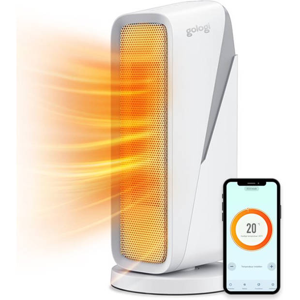 Gologi ventilatorkachel met thermostaat - Kachel elektrisch - Verwarming - Werkt met app en touch bediening - 1500W