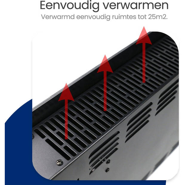 Gologi Elektrische Kachel - Verwarming - Convectorkachel thermostaat - App/touch bediening - 25m2 - 2000W - Zwart