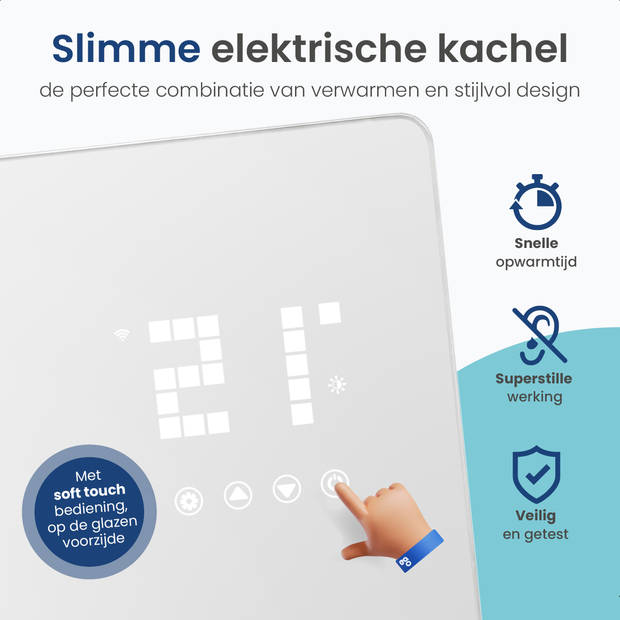 Gologi Elektrische Kachel - Verwarming - Convectorkachel thermostaat - App/touch bediening - Tot 25m2 - 2000W