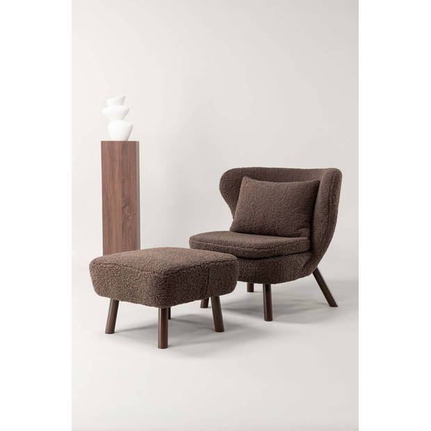 Ryxö fauteuil met hocker bruin.