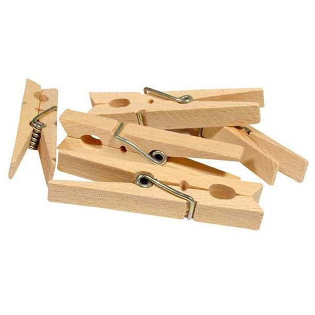 Wasknijpers bamboe hout - 24x stuks - basic size 7 cm - was ophangen - Knijpers