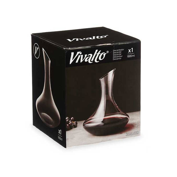 Arte Regal Wijn karaf / decanteer schenkkan - glas - 1,8 liter - 22 x 25 cm - wijn laten luchten - Decanteerkaraf