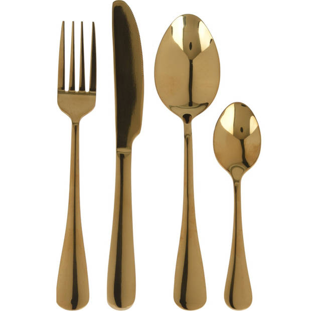 Excellent Houseware Bestekset Tableware Collection - 32-delig - goud - RVS - 8 personen - Besteksets