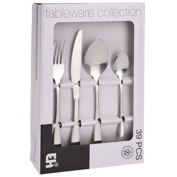 Excellent Houseware Bestekset Tableware Collection - 39-delig - zilver - RVS - 6 personen - Besteksets