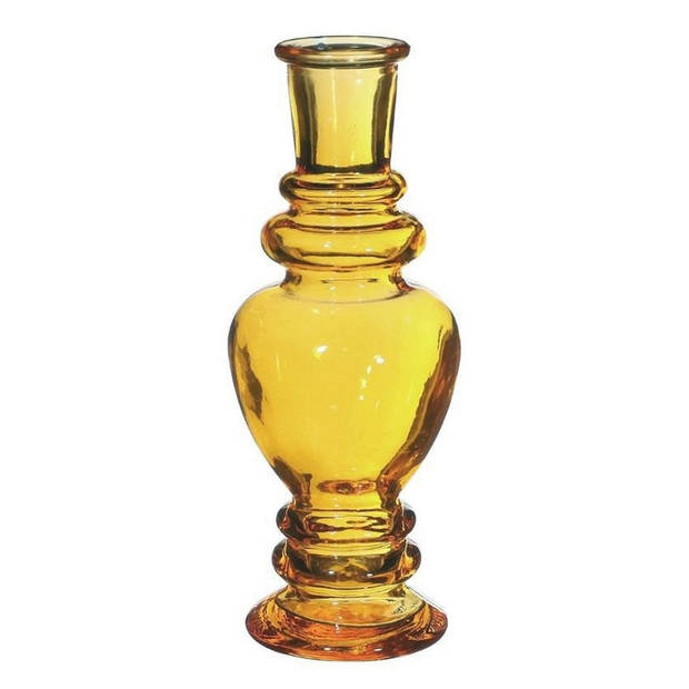 Kaarsen kandelaar Venice - gekleurd glas - helder okergeel - D5,7 x H15 cm - kaars kandelaars