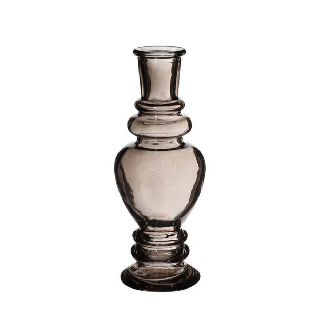 Kaarsen kandelaar Venice - gekleurd glas - helder grijs smoke - D5,7 x H15 cm - kaars kandelaars