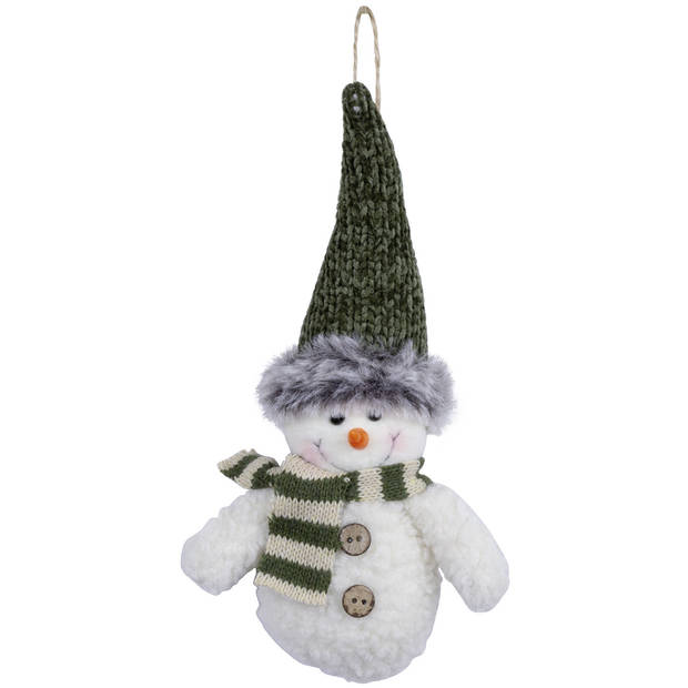 Kersthangers/kerstornamenten sneeuwpop knuffeltjes - 2x- 15 cm -pluche - Kersthangers
