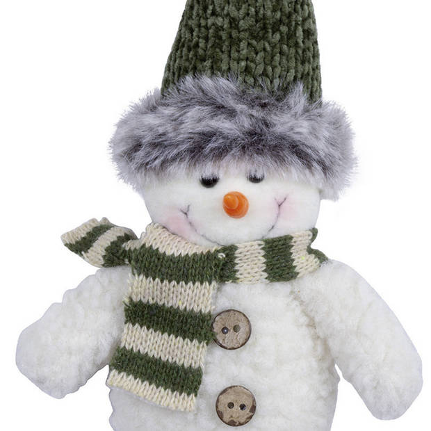 Kersthanger pluche sneeuwpop knuffeltjes - 2x - 15 cm - Kersthangers
