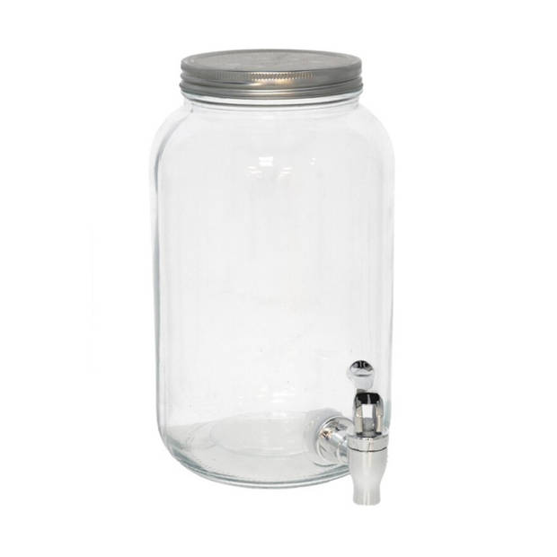 Gerimport Drank dispensers - 3L - met metalen deksel en kraantje - glas - Drankdispensers