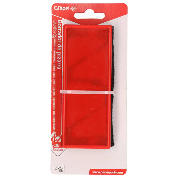 Gerimport Krijtbord wisser - rood - 13 x 5 cm - bordenwisser/bordveger - Krijtstiften